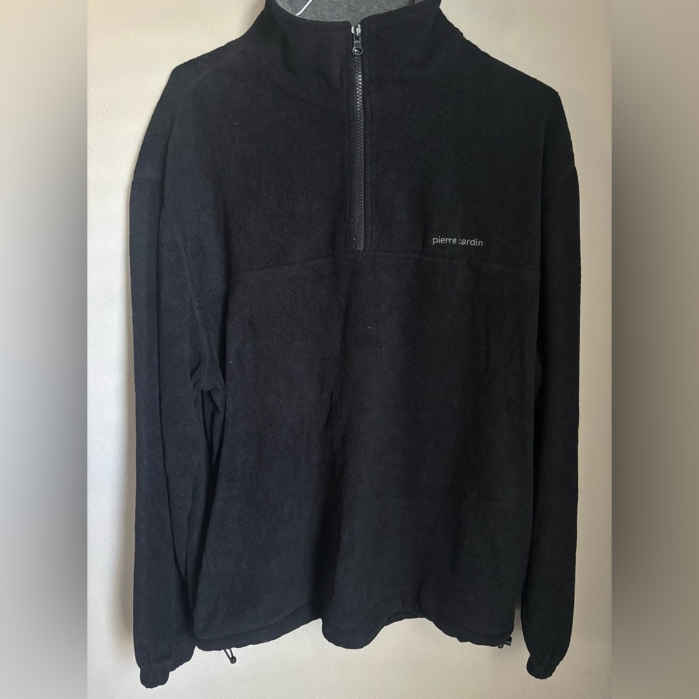 Pierre Cardin Men’s Black (Charcoal) Quarter Zip Fleece Pullover – Size XL